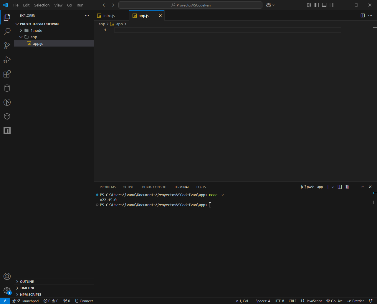 1. node -v - comprobación instalación